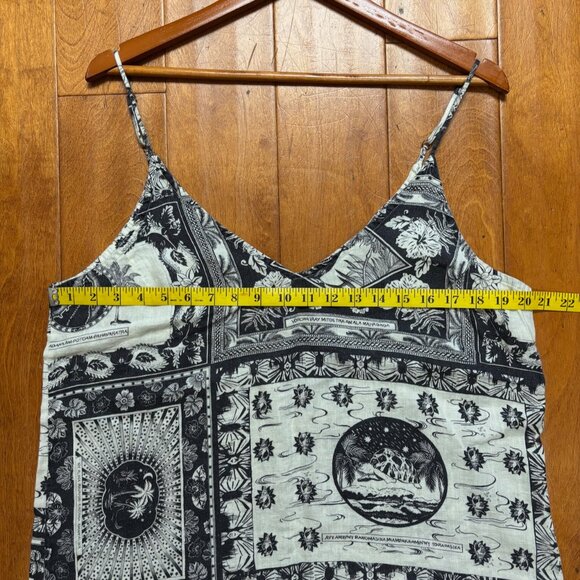 Desmond & Dempsey Women Linen Dress Size XL Midi Spaghetti Strap Tropical Beachy - Picture 12 of 16